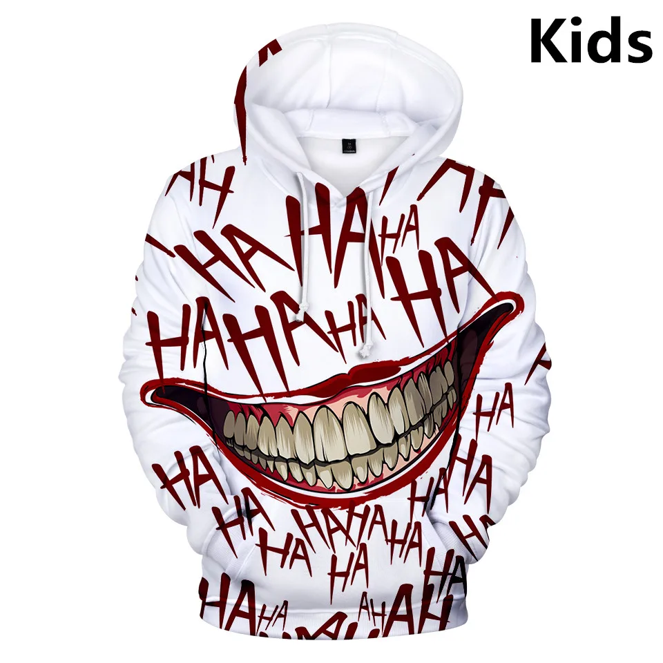 

2 to 13 years Kids Hoodies HAHA Joker 3d Printed Hoodie Sweatshirt boys girls fashion Pullover Jacket Coat Harajuku Teen Clothes