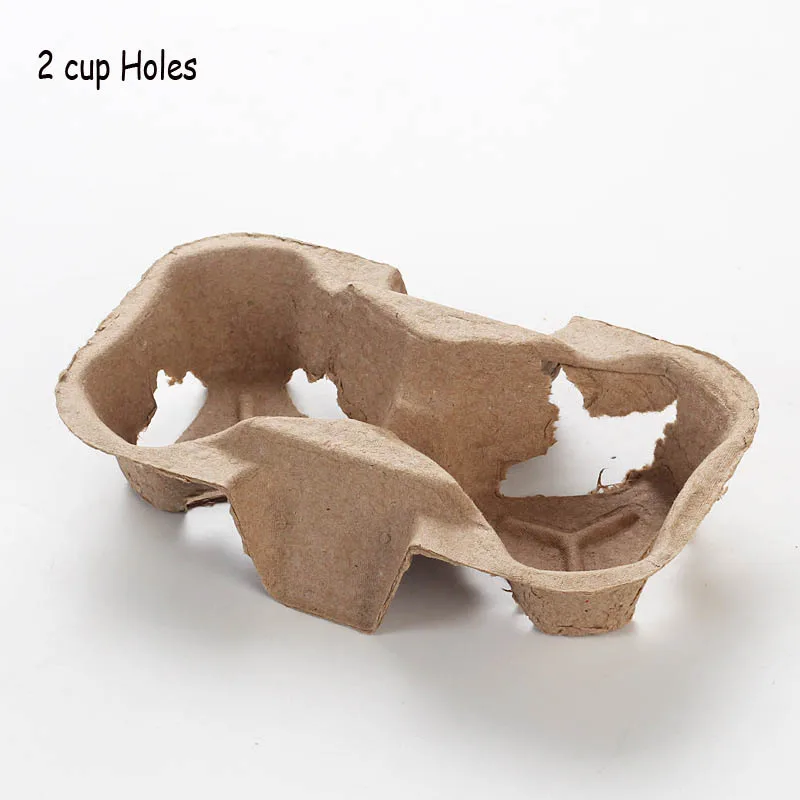 Disposable Saucer Paper Cup Holder Cup Tray Four Grids Take Away Drinks Shelf To-go Box Cafe Packing Tools Holders 20pcs/set - Цвет: 2 cup holes