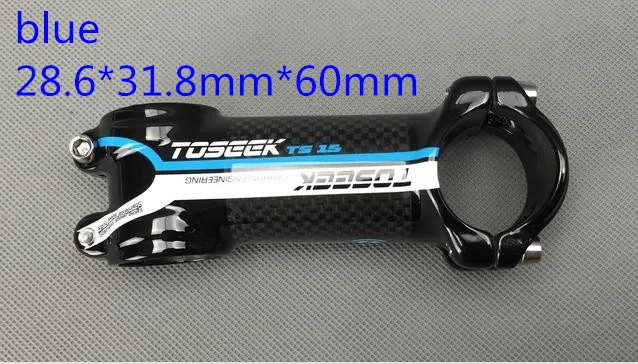 blue 60mm S107 велосипед трубка из углеволоконного сплава для подъемный кран ультра легкий посылка Углеволокно велосипедный Руль 28,6*31,8 мм 60/70/80/90/100/110 мм - Цвет: blue 60mm