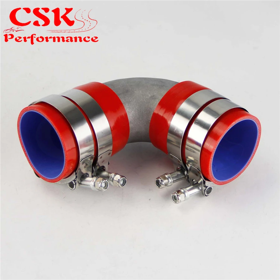 2.5" Cast Aluminum 90 Degree Elbow Pipe Turbo Intercooler+ silicone hose kit |