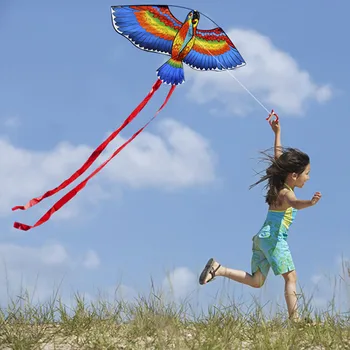 

New Outdoors Fun Sports Doll 100x50cm Parrots Kite+Kite String With Plastic Handle FlyingKite As Children Gifts