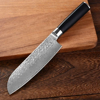 

Timhome 7 inch Damascus Knife Professional Chef Santoku Knife 67 layers Damascus Steel Kitchen Knives with Wood Handle
