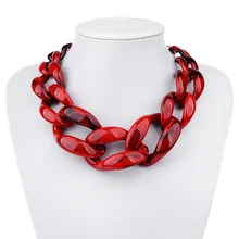 BOJIU, 14 цветов, милый Большой акриловый чокер, ожерелье s для женщин, бохо, Золотая цепь, пластиковый панк воротник, ожерелье, женский подарок, ювелирное изделие NK1074