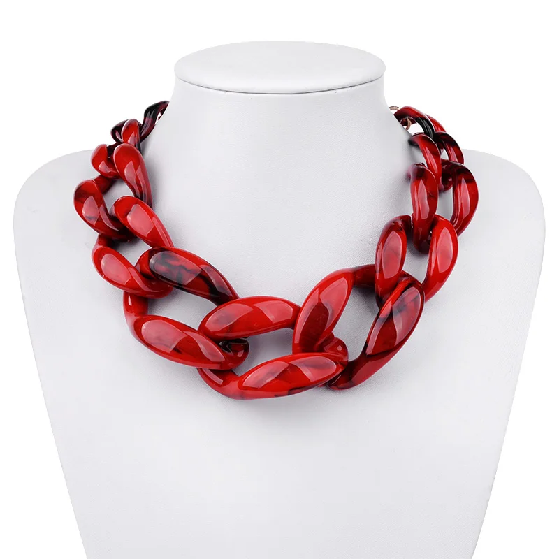 

BOJIU 14 Color Cute Big Acrylic Choker Necklaces For Women Boho Gold Chain Plastic Punk Collar Necklace Lady Gift Jewelry NK1074