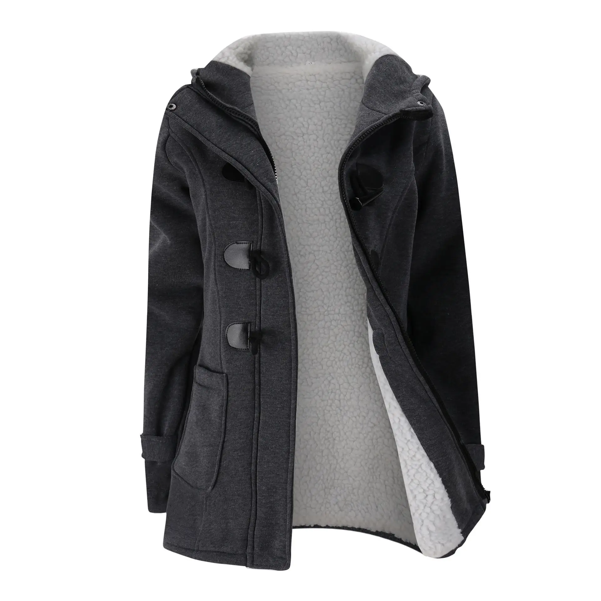 Зимняя парка с капюшоном размера плюс для женщин, плотное зимнее пальто для девочек, хлопковая куртка, модное длинное пальто, уличная одежда для женщин, одноцветные женские топы - Цвет: Dark gray