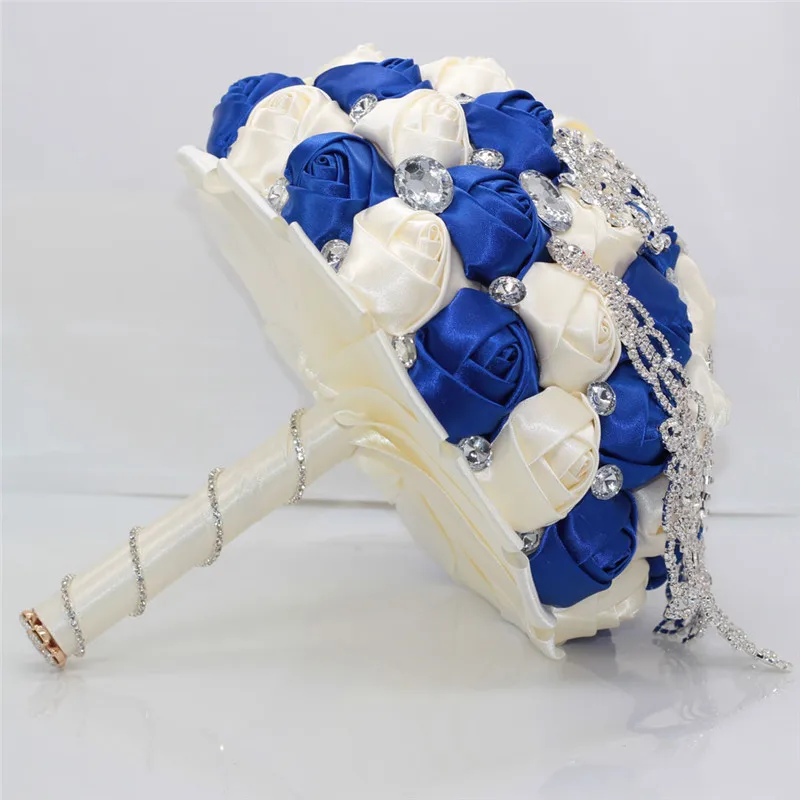 Роскошный Королевский синий свадебный букет для невесты Свадебный розовый кристалл ручной работы c розами, подарок 2019 новейший