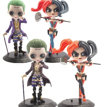 

2pcs/lot QPosket Suicide Squad Harley Quinn Joker Cute Big Eyes Action Figure Toy Doll Christmas Gift
