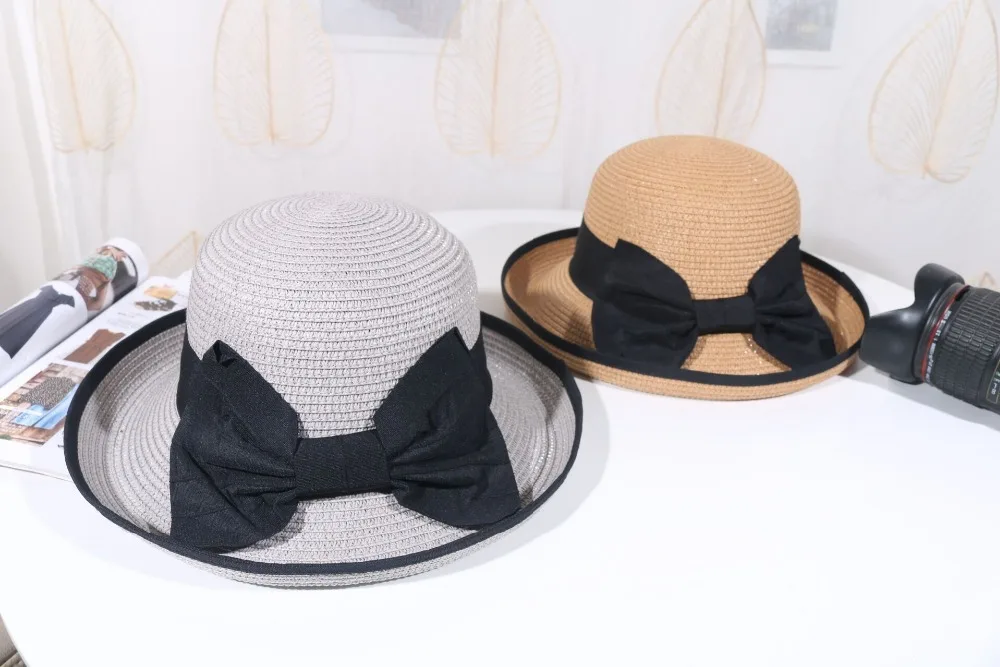 Летняя женская соломенная шляпа большой широкий пляжный навес Шляпа Керлинг Складная солнцезащитная Кепка Защита от солнца УФ-излучения