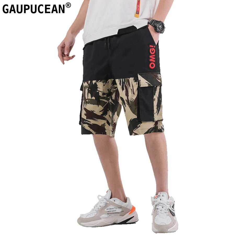 Хлопок камуфляж до колена эластичное талии строка военные мужские короткие штаны большой карман уличная мода Для мужчин шорты-Карго