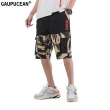 Хлопок камуфляж до колена эластичное талии строка военные мужские короткие штаны большой карман уличная мода Для мужчин шорты-Карго