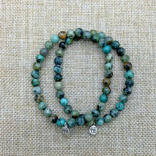 african turquoise Модные каменные бусины 6 мм эластичные браслеты браслет с металлической биркой вечность характер Женщины Мужчины браслеты - Окраска металла: african turquoise