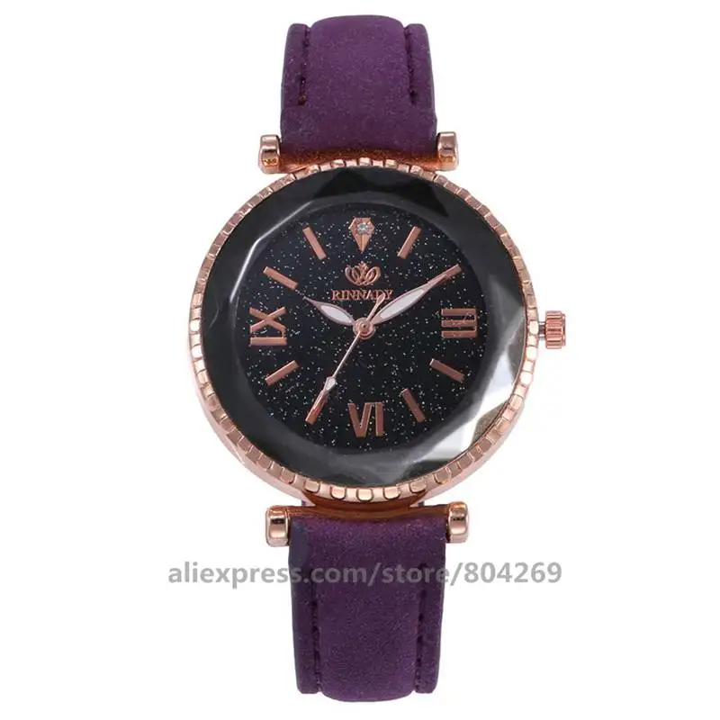 purple Wholeslae для женщин мужчин Студент розовое золото модные кварцевые часы Звездное горный хрусталь наручные 920198 - Цвет: purple