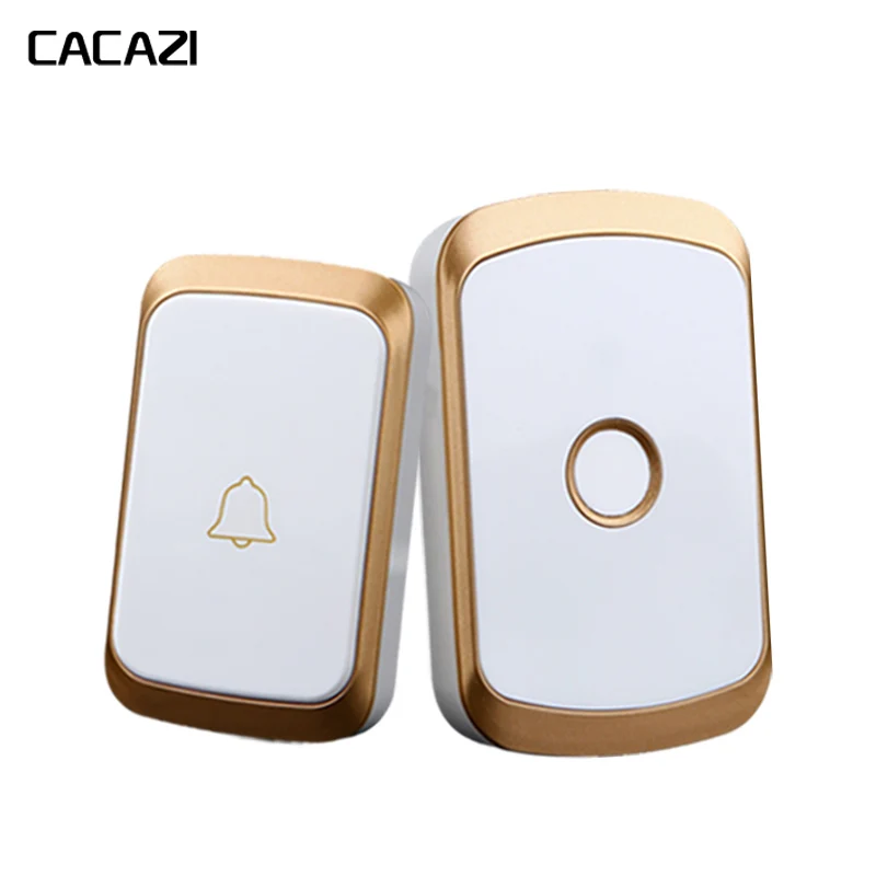 

CACAZI Newest Wireless Doorbell AC 110-220V Smart Digital Waterproof Push Button Doorbell 36 Melody 4 Volume Cordless Door Ring