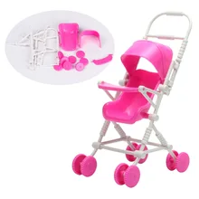 New Assembly Doll Baby Stroller Trolley Nursery Furniture Toys for Doll Pink