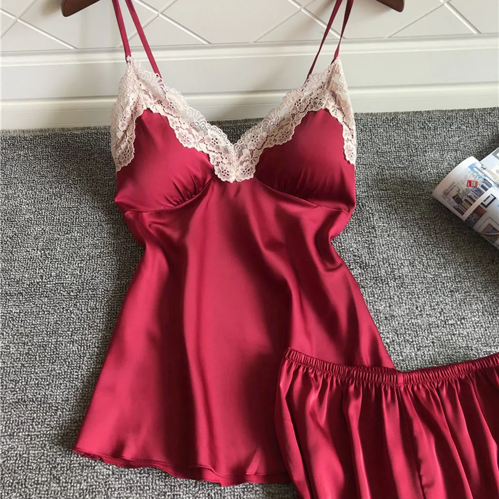 

Hawcoar women's pajamas Set Sexy Fashion summer пижама Lace Lingerie Sling Nightwear Babydoll Sleepwear Set free delivery D4