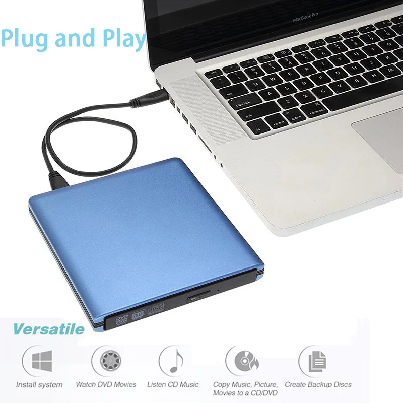 

USB 3,0 DVD привод, CD драйвер горелки Привод-Бесплатная высокоскоростная чтение-запись рекордер внешний DVD-RW-плеер писатель ридер для MAC