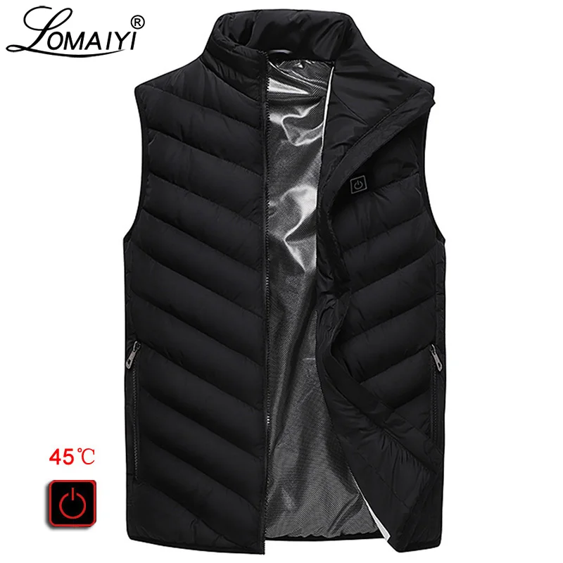 

Women's Winter USB Heated Vest Women Large Size Warm Coat Female Sleeveless Jacket Heating Waistcoat Ladies Cotton Vests AM355