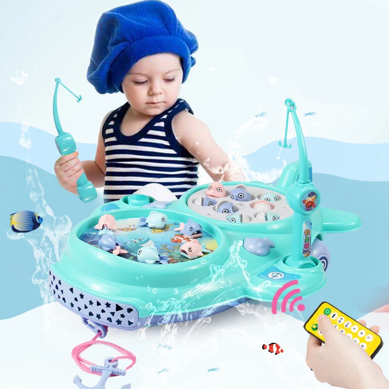 

Electric Magnetic Fishing Set Toys For Children Educational Toys Learning Fishing For Children Add Water Dual Mode Projection