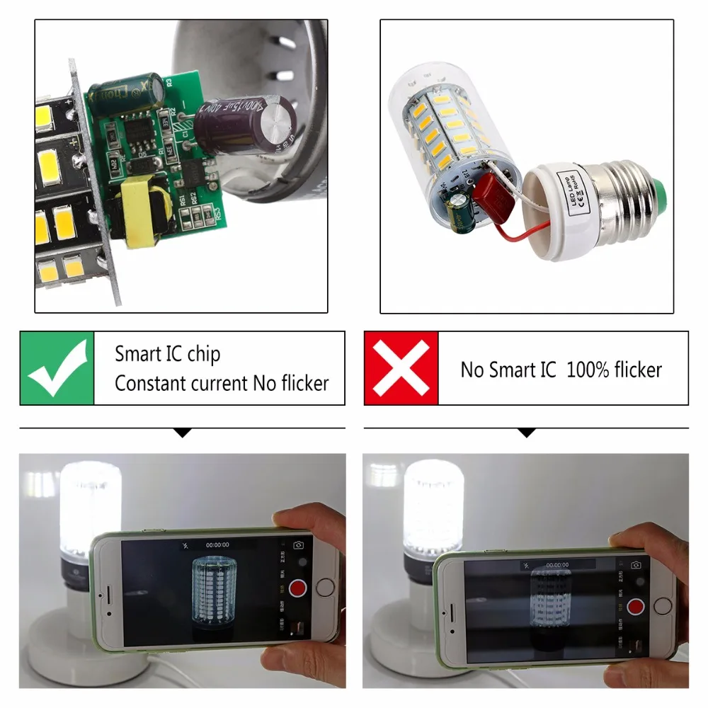 4 шт. полный ватт Смарт IC E27 5736 SMD СВЕТОДИОДНЫЙ кукурузный светильник 85 265 в 5 Вт