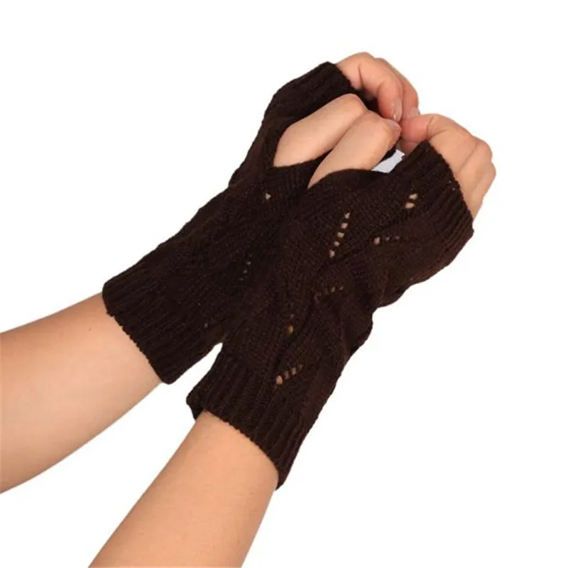   Fashion Knitted Arm Fingerless Winter Gloves Unisex Soft Warm Mitten winter gloves guantes eldiven handschoenen 40FE2222