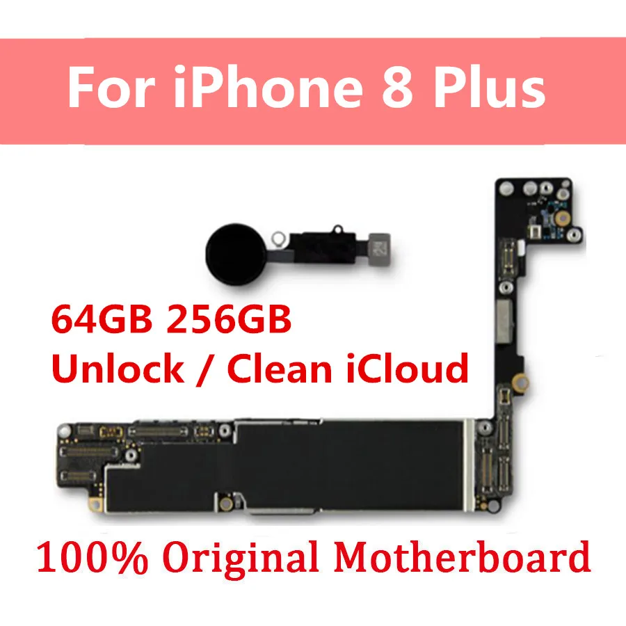 For iPhone 8 Plus Motherboard With Touch ID Original Unlocked For