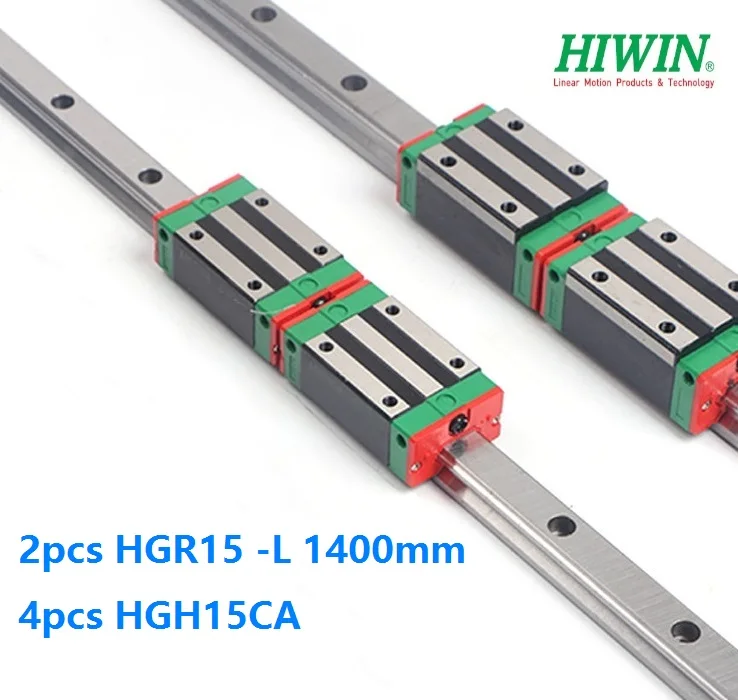 

100% оригинальный новый Hiwin rail HGR15 -L 1400 мм + 4 узких блока HGH15CA для маршрутизатора с ЧПУ, 2 шт.