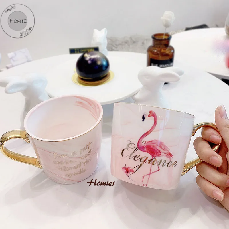 

HOMIN luxury Flamingo Ceramics Coffee Mug Large Capacity 360ml Flamingo Cup Ceramic Cup coffee mug tazas de ceramica moomin