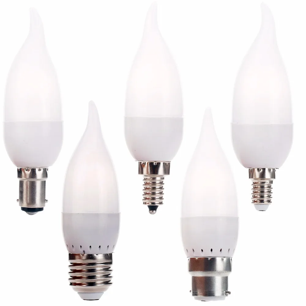 3W Светодиодный лампа E12 E26 E27 E14 B22 B15 люстра пламя Свеча светильник 2835 SMD AC 220V 110V