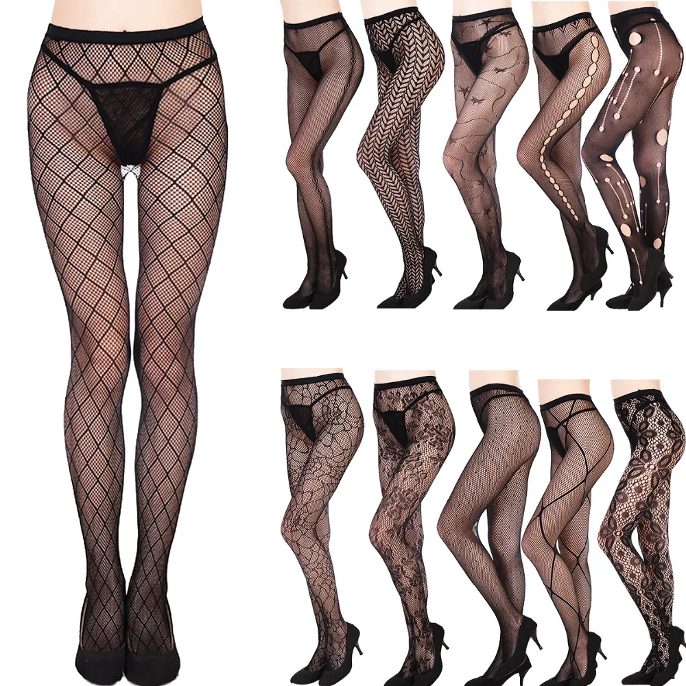 

Fashion Sexy Women Lady Black Fishnet Floral Pantyhose Punk Hollow Out Stretch Stockings Slim Sheer Long Leggings Party Clubwear
