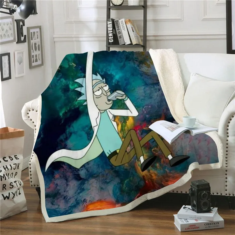 

Rick and morty Anime Plush Blanket Quilts Casual Fashion Fleece Throw Blanket Office Airplane for Adult Newest