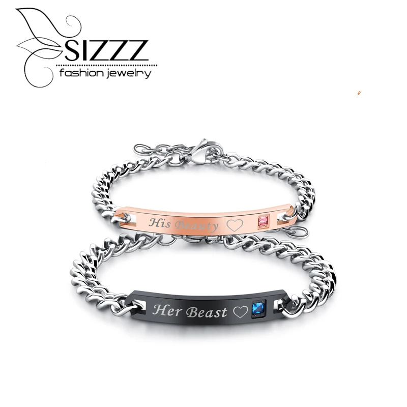 

SIZZZ Valentine 's Day gift Trendy couple bracelet creative titanium steel couple jewelry for women and men