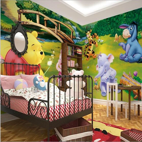 1 . 3D Non woven Cartoon Large Mural IKEA Wallpaper Fresco Winnie  Girls&Boys For Children Baby Living Room Free Hindi Songs | AliExpress