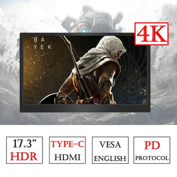 

17.3 Inch 4K Type-c Mornitor For PS4 XBOX NS Computer Adobe 100% Color HDMI Display With HDR Function PD Power Supply