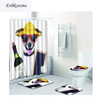 

Free Shipping 4pcs Fashion Dog Banyo Paspas Bathroom Carpet Toilet U Bath Mats Set Non Slip Tapis Salle De Bain Alfombra Bano