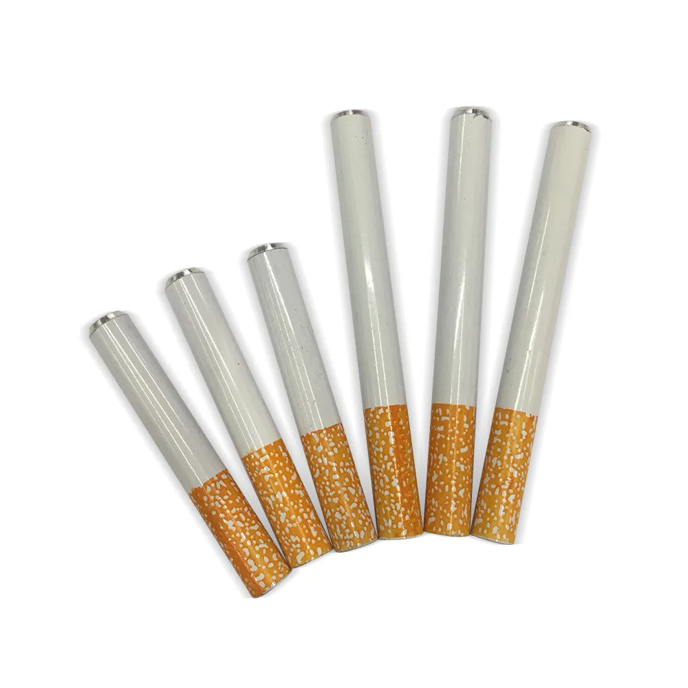 6Pcs Cigarette Shape Metal Pipe Smoking Accessory One Hitter Tobacco