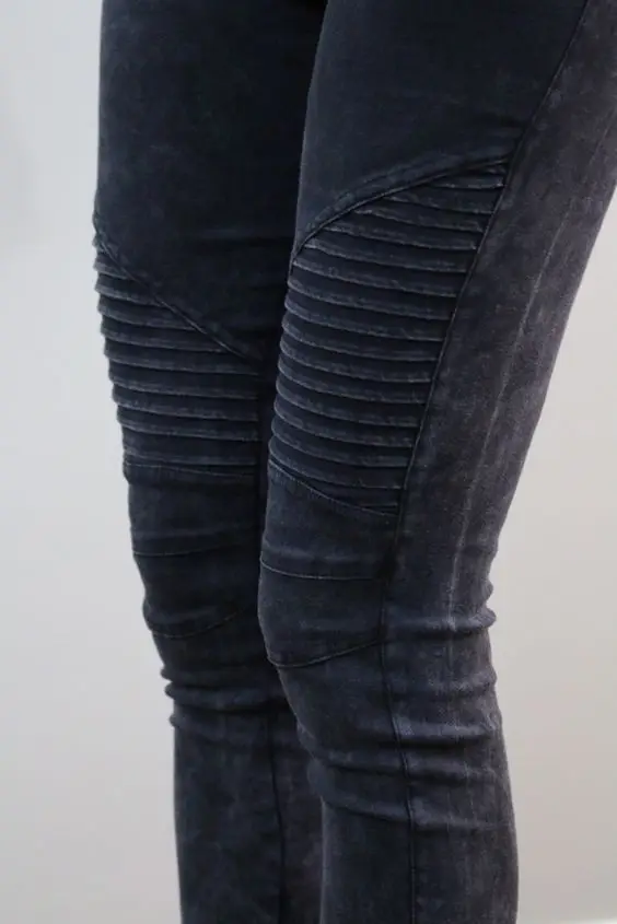 Новые байкерские джинсы стрейч Для женщин девочек Байкер цикла на Высокая талия узкие штаны Motor Jeans для Для женщин