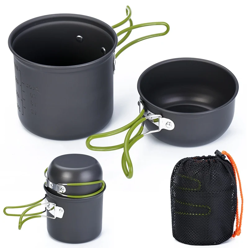 

1 Set Nonstick Aluminum Cookware Cooking Bowl Pots Pans Cooker Supplies for Home Kitchen Outdoor Hiking Picnic Tableware