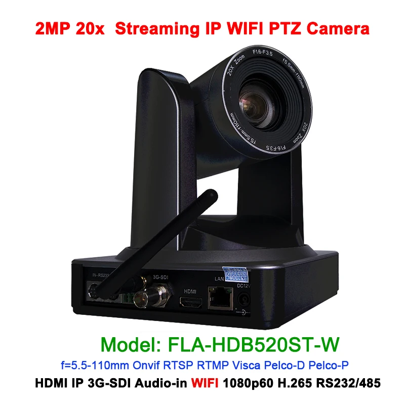 Прочная камера HD PTZ с оптическим зумом 20x черный сплав 1080p 50/60fps Wi Fi hdmi выход 3g
