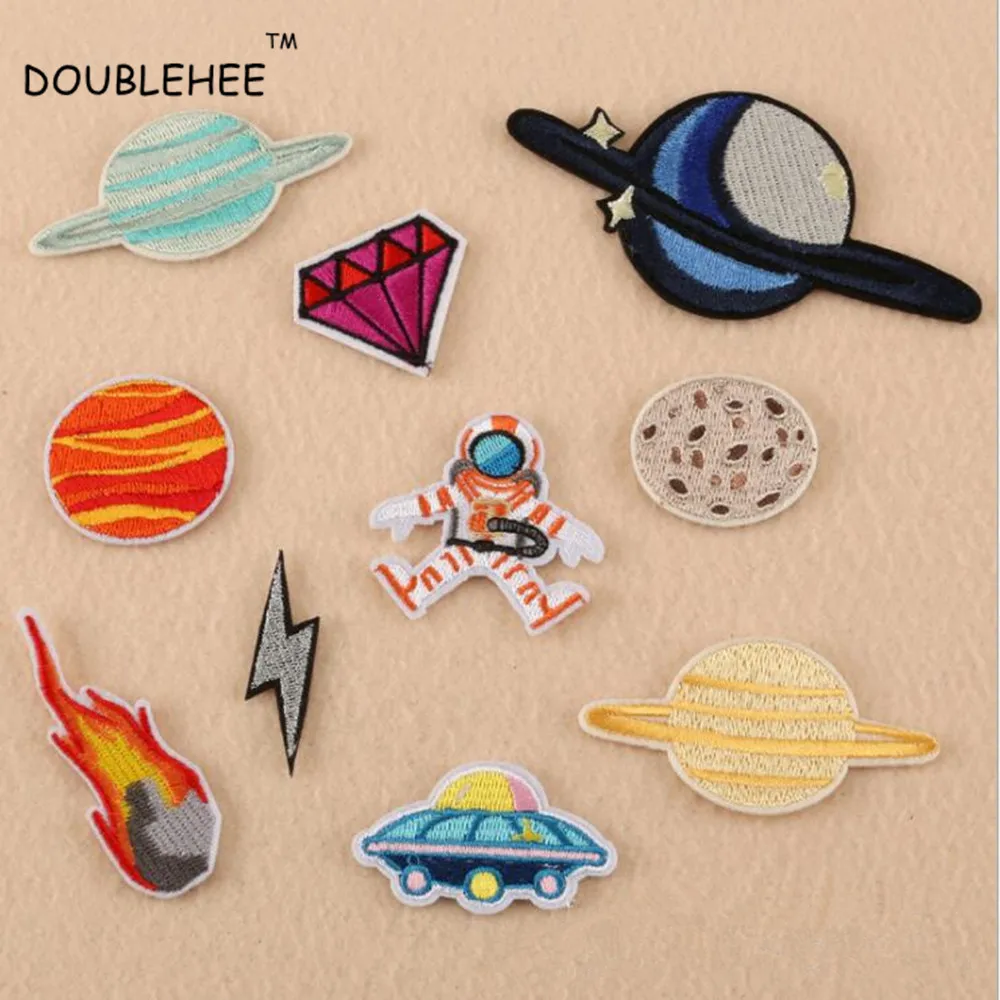 

DOUBLEHEE The Universe Planet The Moon Mars Meteorites Embroidered Iron On Patches Beauty Embroidery DIY Coat Shoes Accessories