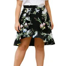 Женская юбка больших размеров с принтом, высокая талия, гофрированная юбка с разрезом, полуобхват бедер, мини-юбка, Сексуальные вечерние, повседневные, Jupe Femme, лето# F