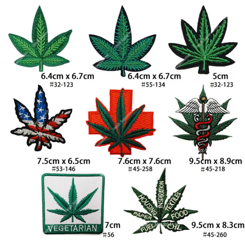 Assorted Pot Leaf Weed Hemp Cannibis Retro Boho Hippie Applique