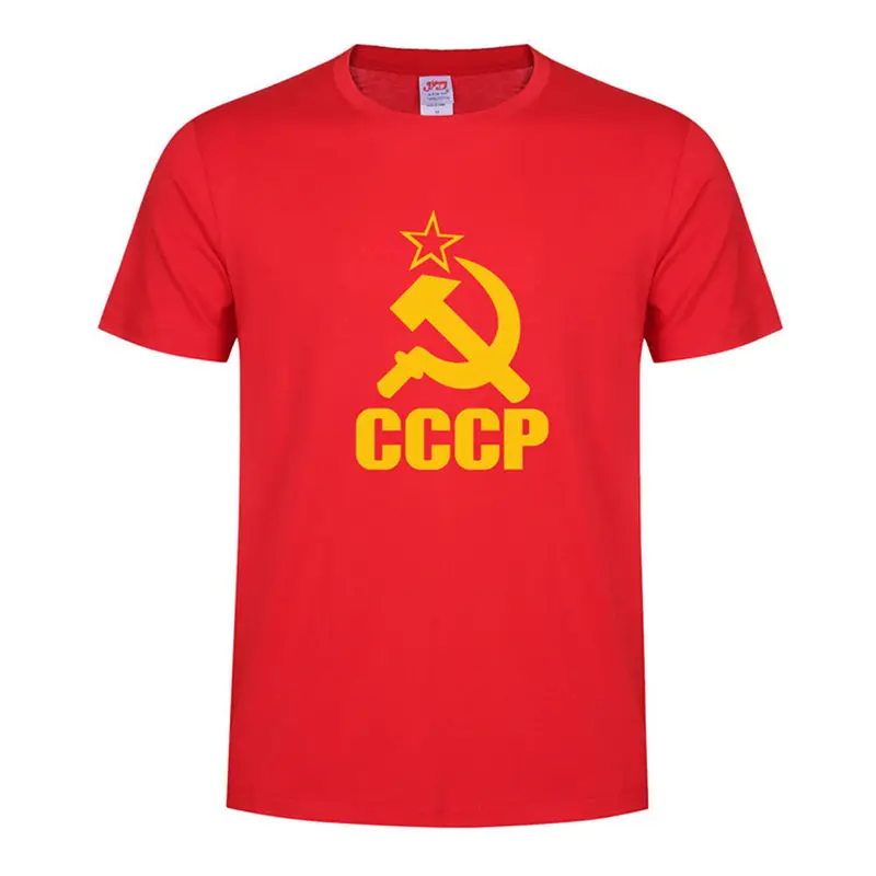 Новинка 2018 CCCP мужские футболки СССР КГБ с коротким рукавом из хлопка круглым