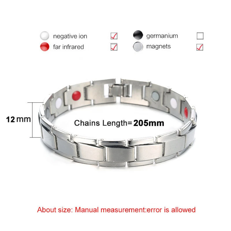 Безопасный магнитный браслет для Для женщин Мощность терапевтические магнитики магнетит мужские браслеты оздоравливающие ювелирные изделия из нержавеющей стали WNW137