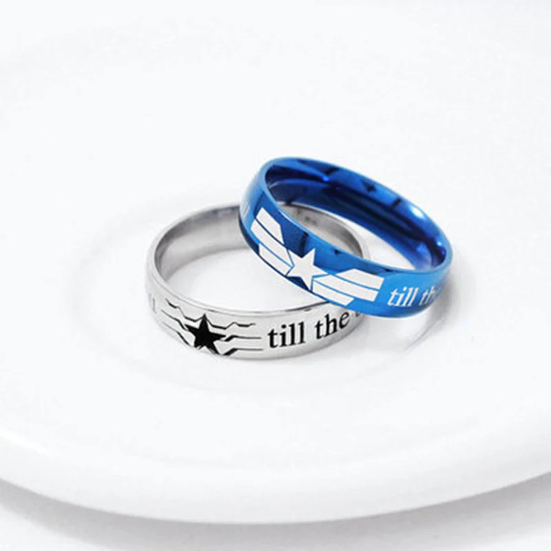 

fashion Marvel Avengers ring Anime related America captain symbols Titanium Steel lovers finger ring jewelry cute fashion gift