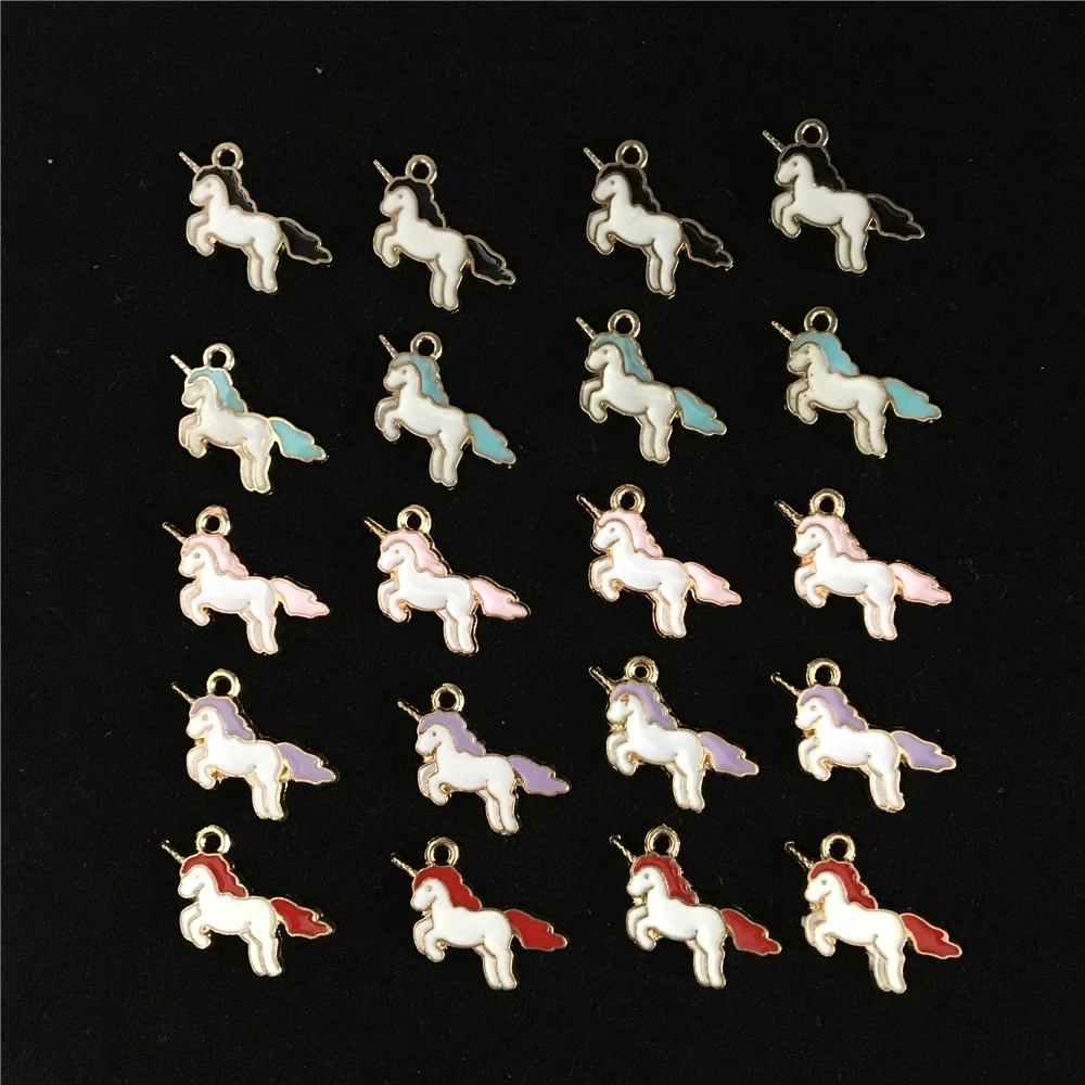 

20PCS High Quality Gold Color Zinc Alloy Colorful Enamel Mini Unicorn Charms Handmade Pendant DIY Earrings Necklace Findings