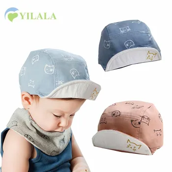 

New Cute Baby Boys Cap Solid Cotton Kids Summer Hat Cat Print Baseball Cap Photograph Props 2018 Baby Girls Hat Accessories