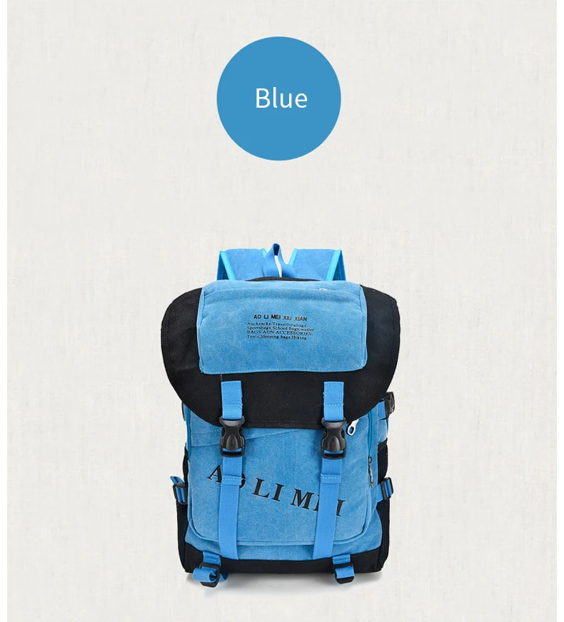 Men Women Hiking Backpack Canvas Travel Bag Camping Mountaineering Rucksack Retro Patchwork Bags Mochila Blaso Outdoor XA173D