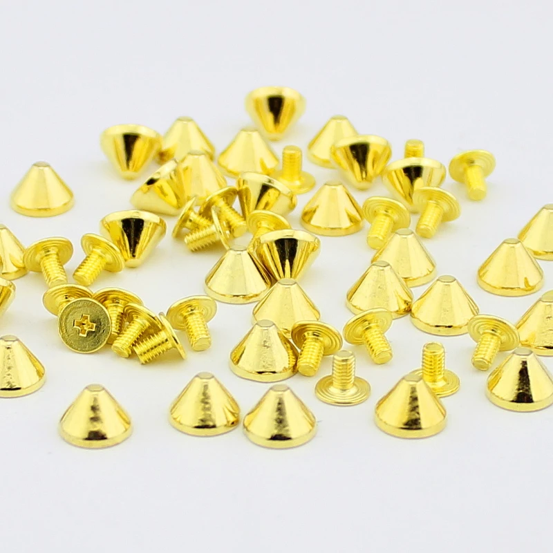 50pcs 9x6mm Silver Gold Thorns Spikes Rivets for Leather Punk Rivets Bullet with Screws DIY Tire Studs for Clothes metal rivets leather rivets metal studs