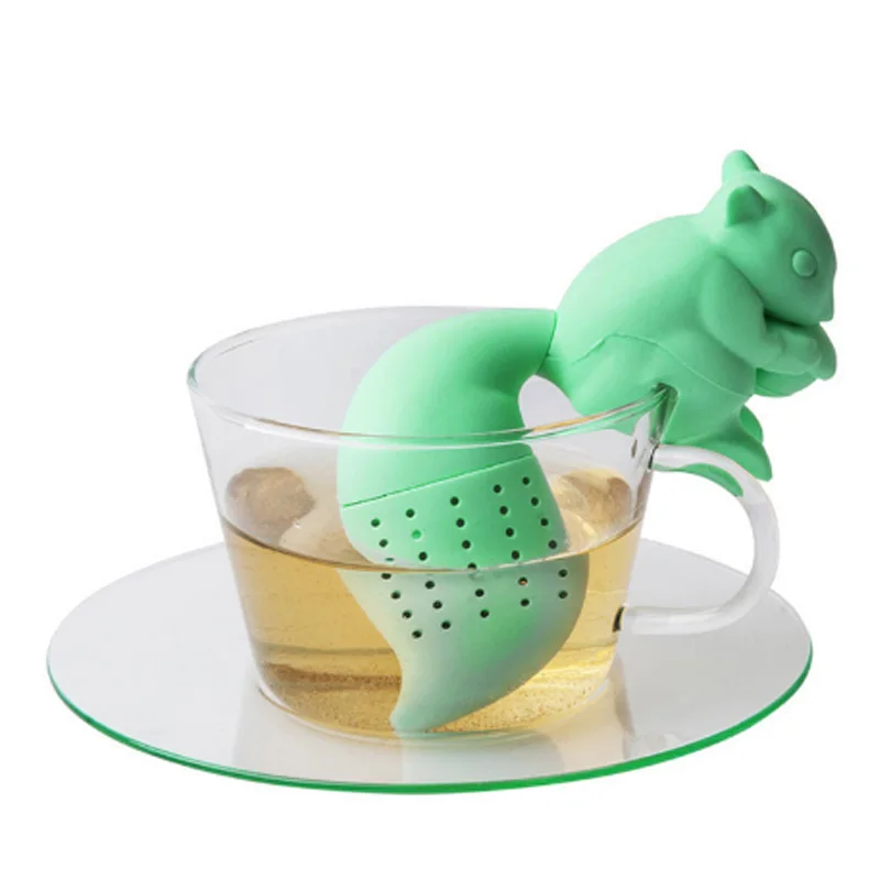 

Tea Infuser Silicone Cute Squirrel Shape Tea Coffee Loose Leaf Strainer Bag Mug Filter Teapot Teabags Drinkware Gifts F182