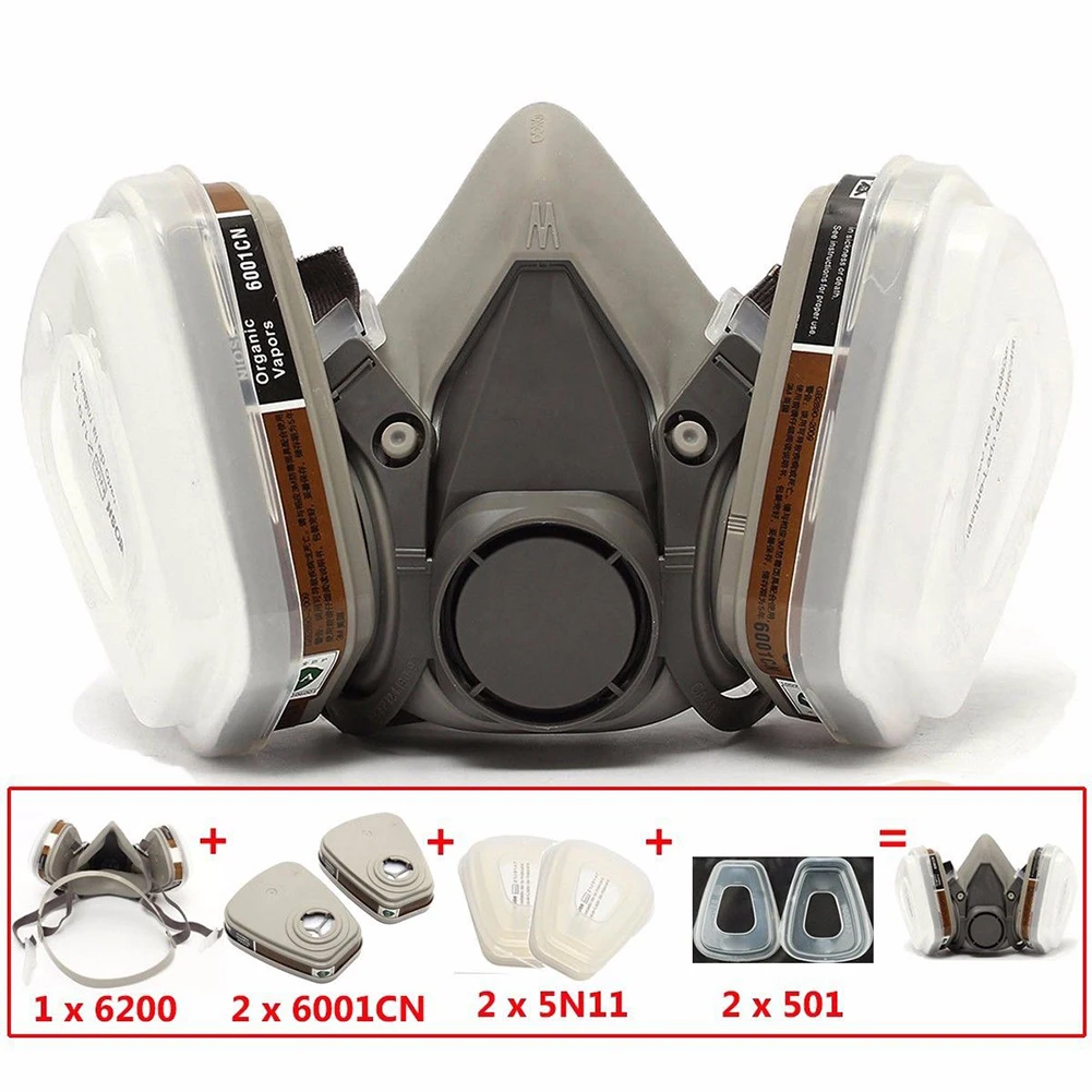 

7-piece Set Gas Mask 6200 Half Mask Accessories With Ink Cartridge Filters Dust-proof gas-proof electric Welding mask accessory